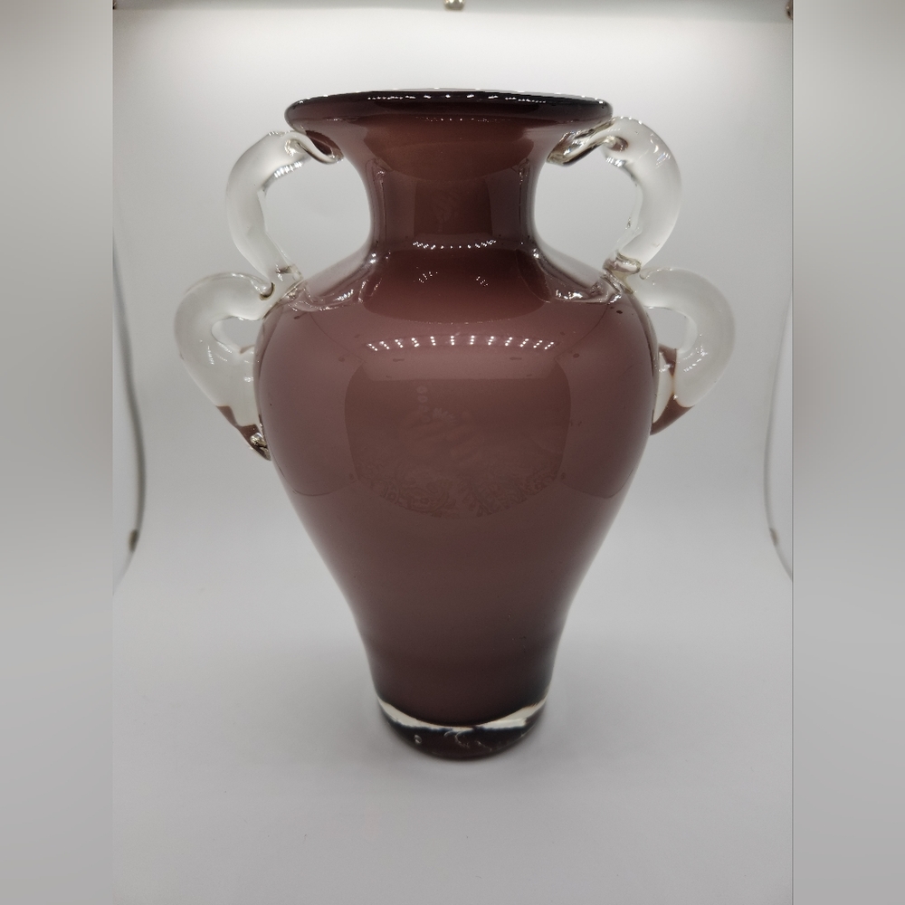 Vintage Purple Glass Double Handle Vase